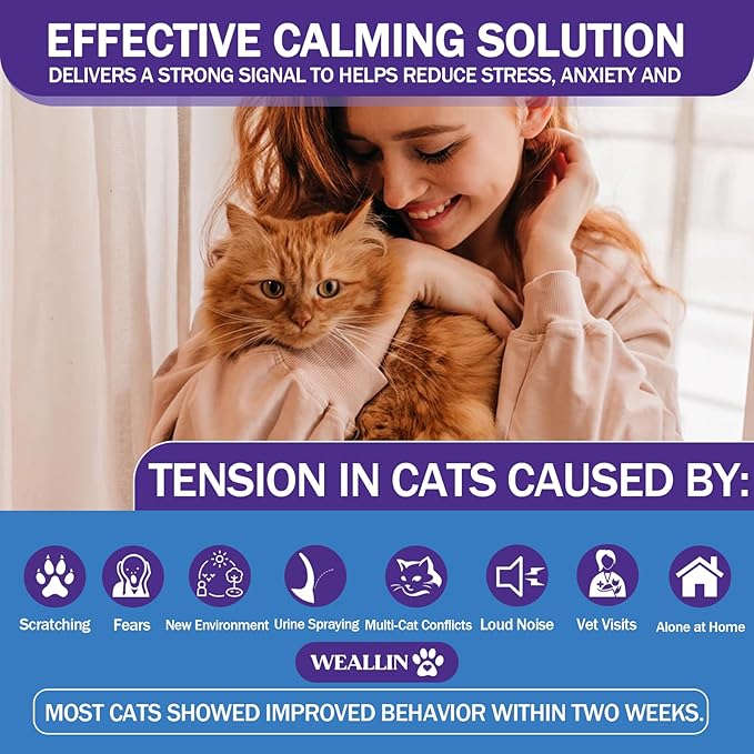 6 Pack Cat Calming Diffuser Refills - Cat Pheromones Calming Diffuser Refill Relieve Anxiety & Stress 6 Month Supply, Cat Pheromone Diffuser Refills (Fits All Common Diffuser Heads)-PurrikoPets