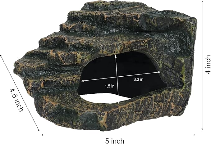 Gecko Tank Acccessories, Turtle Tank Accessories, Perfect Tortoise Hide Fish Tank Decor for Betta, Fish, Snake Hide, Professional Turtle Basking Platform (Medium)-PurrikoPets