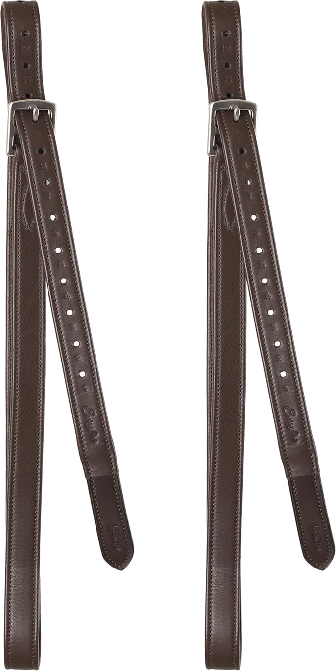 Exion FlexiStrong Stirrup Leathers for English Saddle | Ultra-Soft Cow Calfskin with Nylon Core | 1” Wide Stirrup Leathers for Daily Use | Sizes 48" to 62" | Black, Brown-PurrikoPets