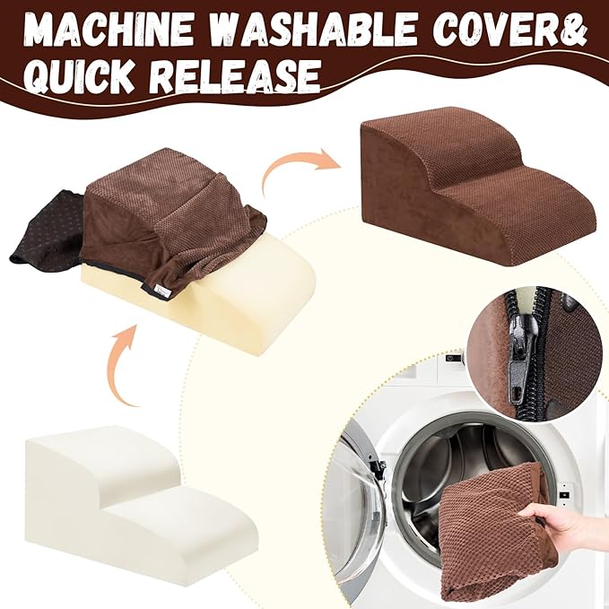 Dog Stairs for Small Dogs - High Density Foam Pet Steps, Extra Wide Dog Ramp with Non-Slip Bottom for High Beds, Couch and Sofa, Best for Dogs Injured, Older Doggy Cats-PurrikoPets