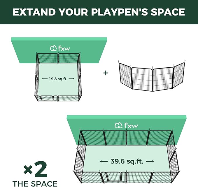 FXW Rollick Unleashed Dog Playpen for Indoor, Yard, RV Camping, 32 inch 4 Panels for Small and Medium Dogs, Black│Patented-PurrikoPets