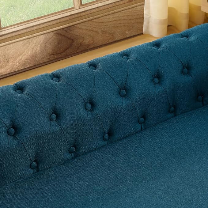 Dog Sofa Couch for Medium to Large Dogs, 55" Memory Foam Pet Sofa Couch with Washable Fabric, Durable Elevated Dog Bed with Legs, Removable Cushion for Medium and Large Dogs, Blue-PurrikoPets