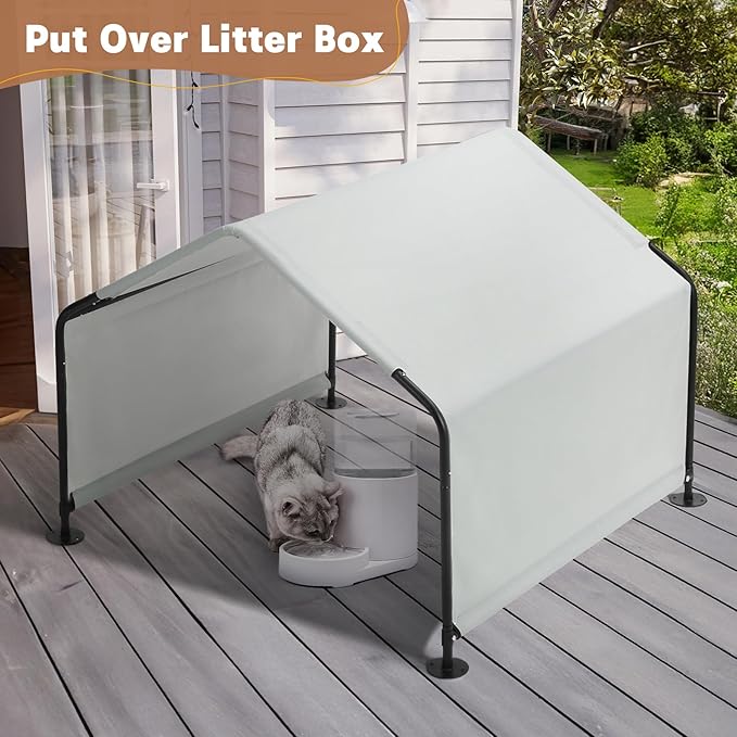 Dog Shade Shelter Outdoor 4'x4'x3' Tent for Large Medium Dogs, Outside Sun Rain Canopy Pet House for Cats Pigs Livestock with Waterproof Roof Ground Nails,Grey-PurrikoPets