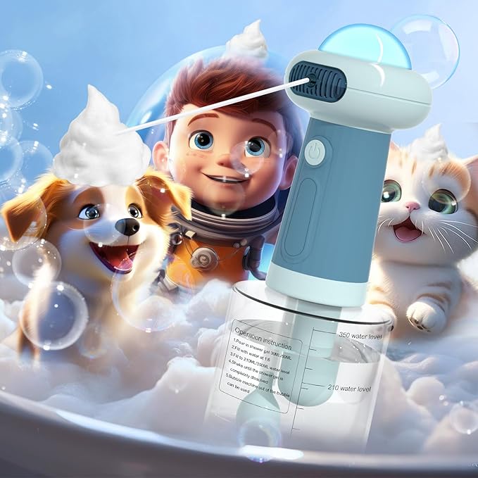 Electric Dog Shampoo Dispenser,IPX7 Cat Shampoo Sprayer,Pet Bath Supplies Automatic Foaming Shampoo Dispenser for Dog Deep Cleaing,Kitchen Sink，Bathroom Blue-PurrikoPets