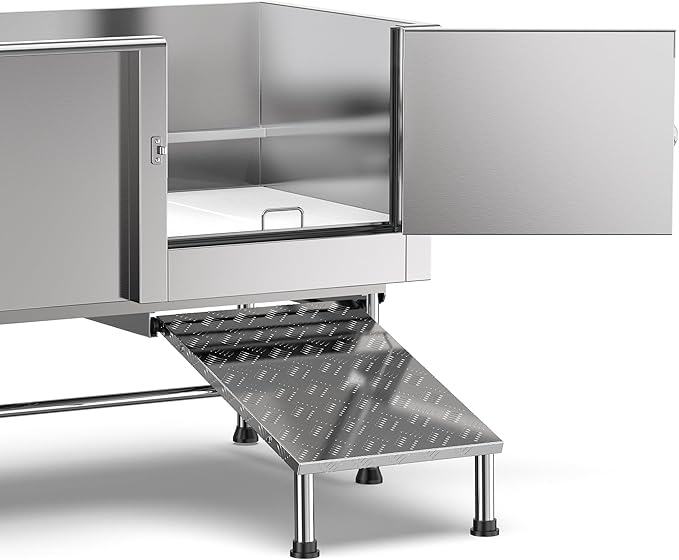 Flying Pig Grooming 62" Stainless Steel Pet Dog Bath Tub with Faucet (Right door/Left Drain), 62 x 27 x 58"-PurrikoPets