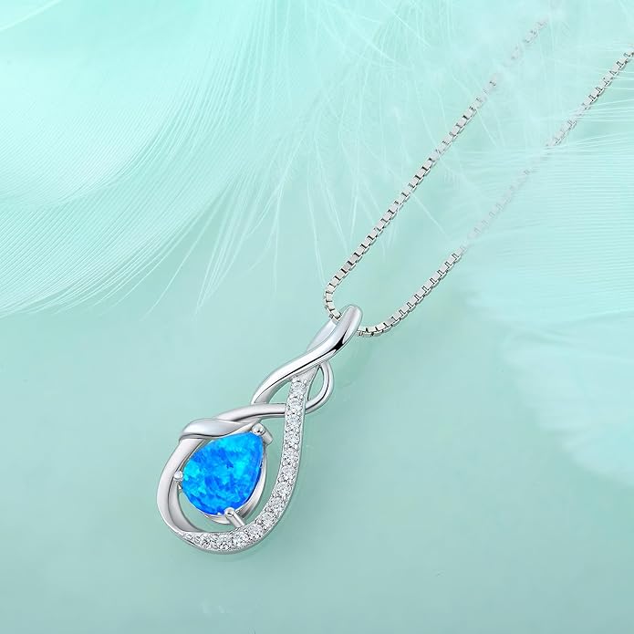 STARCHENIE Infinity Teardrop Pendant Necklace for Women 925 Sterling Silver Birthstone Jewelry