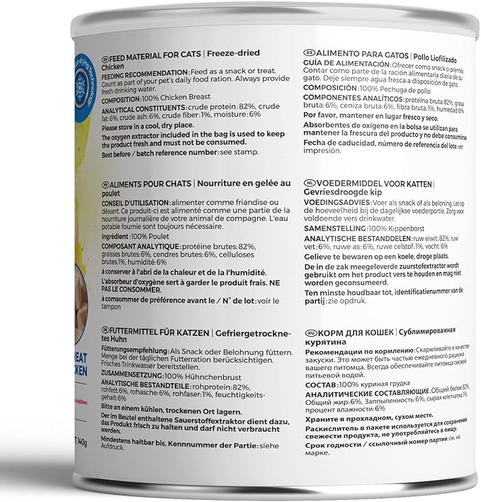 Freeze Dried Cat Treats - 100% Chicken Breast Grain Free Raw - Natural Balance Limited Ingredient High Protein Cat Snacks 140g/4.94oz - Picky Eater Challenger-PurrikoPets