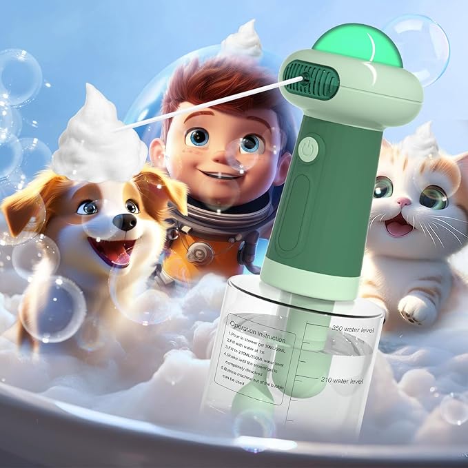 Electric Dog Shampoo Dispenser,IPX7 Cat Shampoo Sprayer,Pet Bath Supplies Automatic Foaming Shampoo Dispenser for Dog Deep Cleaing,Kitchen Sink，Bathroom Green-PurrikoPets