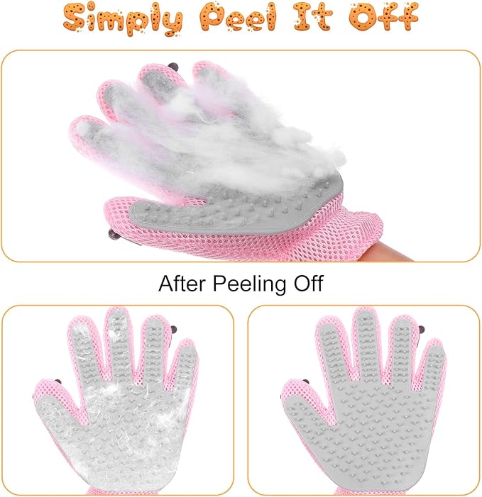 2 in 1 Pet Grooming Glove for Cats & Dogs, Efficient Deshedding Brush Pet Long Short Fur Removal Glove, Gentle Massaging Puppy Kitten Bathing Grooming Brush Tool, Easy Clean Floating Hair Mitt-PurrikoPets