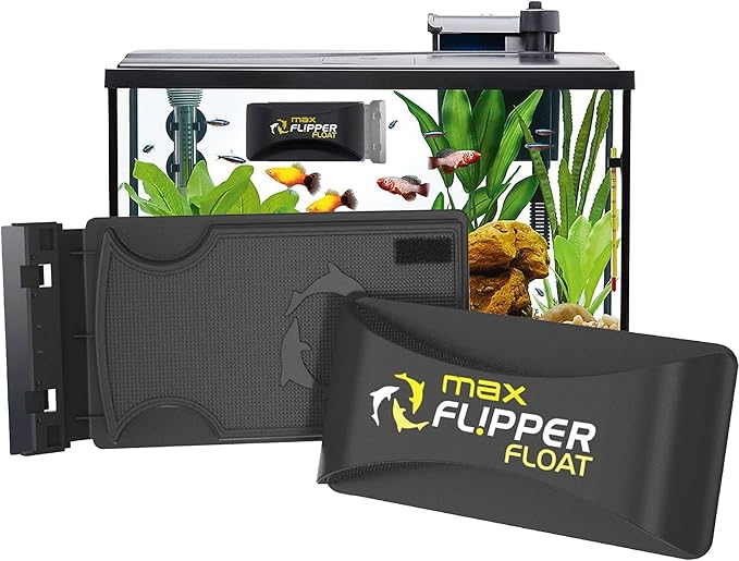 FL!PPER Flipper Cleaner Float - 2-in-1 Floating Magnetic Aquarium Glass Cleaner - Fish Tank - Scrubber & Scraper Aquarium Cleaning Tools – Fish Tank, Max-PurrikoPets
