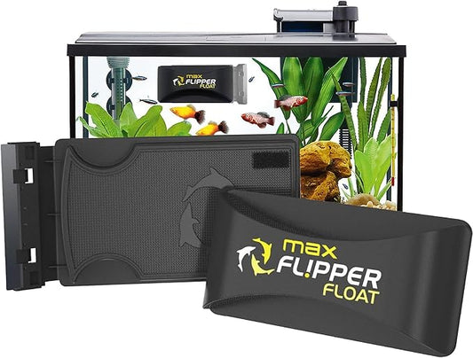 FL!PPER Flipper Cleaner Float - 2-in-1 Floating Magnetic Aquarium Glass Cleaner - Fish Tank - Scrubber & Scraper Aquarium Cleaning Tools – Fish Tank, Max-PurrikoPets