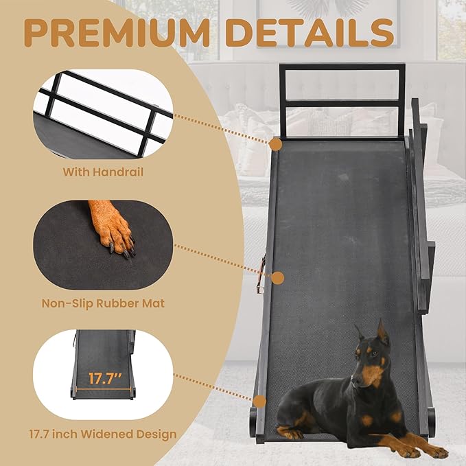 Dog Ramp for Bed, 5 Level Adjustable Dog Ramp for High Beds, Upgrade Rubber Mat High Traction Ramp with Safety Rails, Folding Pet Ramp for Bed, Couch,SUV, Natural Wood Pet Ramp for Small & Old Dogs-PurrikoPets