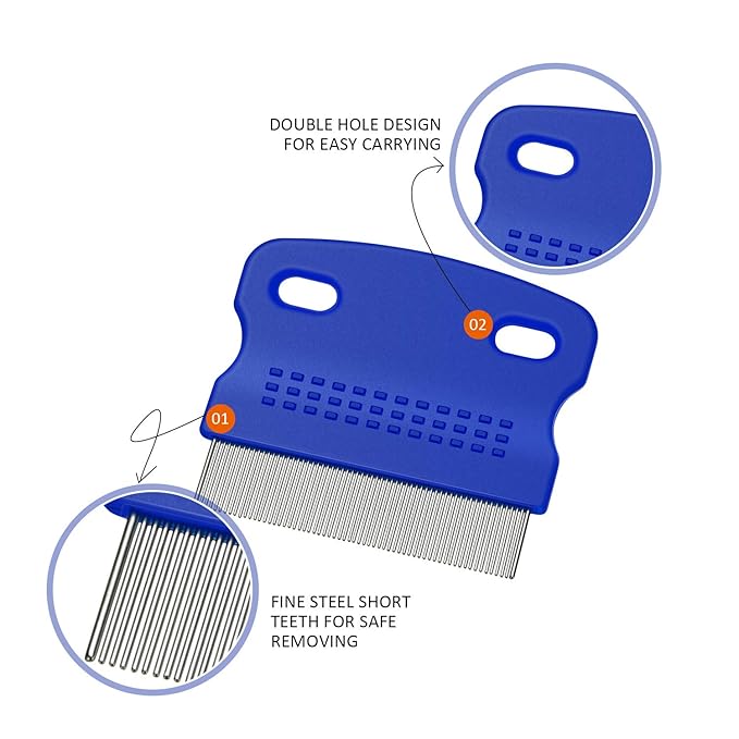 6 Pieces Pet Lice Combs Dog Grooming Flea Cat Tear Stain Comb for Removal Dandruff, Hair Stain, Nit(Pink, Light Blue, Dark Blue, Yellow)-PurrikoPets