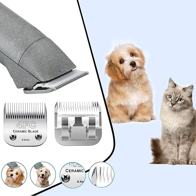 5PCS 10 Blades Dog Grooming Replacement Blades Compatible with Andis Pet Clipper/Oster A5/Wahl KM Series Dog Clipper,Ceramic Blade & Stainless Steel Blade, Size ：#10+30+40+5FC+4FC-PurrikoPets