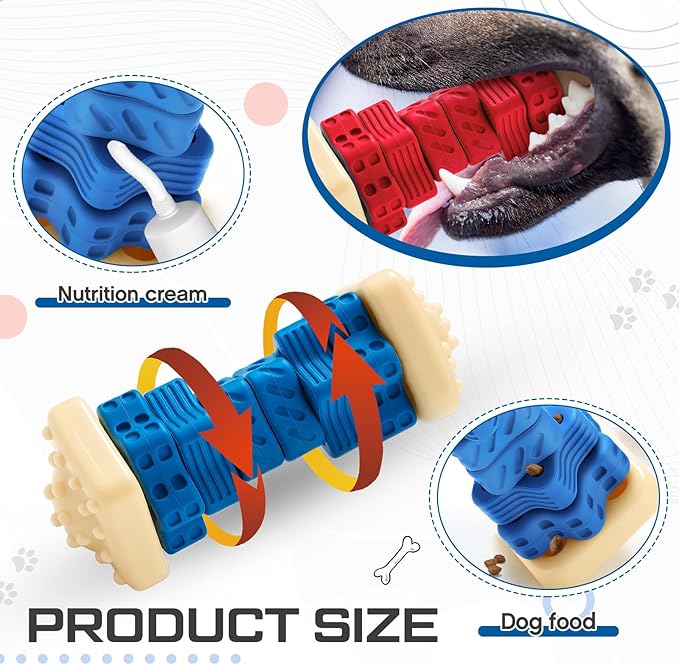 Aliceset 2 Pcs Dog Toys for Aggressive Chewers Tough Durable Indestructible Puzzle Interactive Dog Cognitive Chew Toys with Beef Flavor, Safe Rubber Bone Shape Enrichment Gift to Keep Them Busy-PurrikoPets