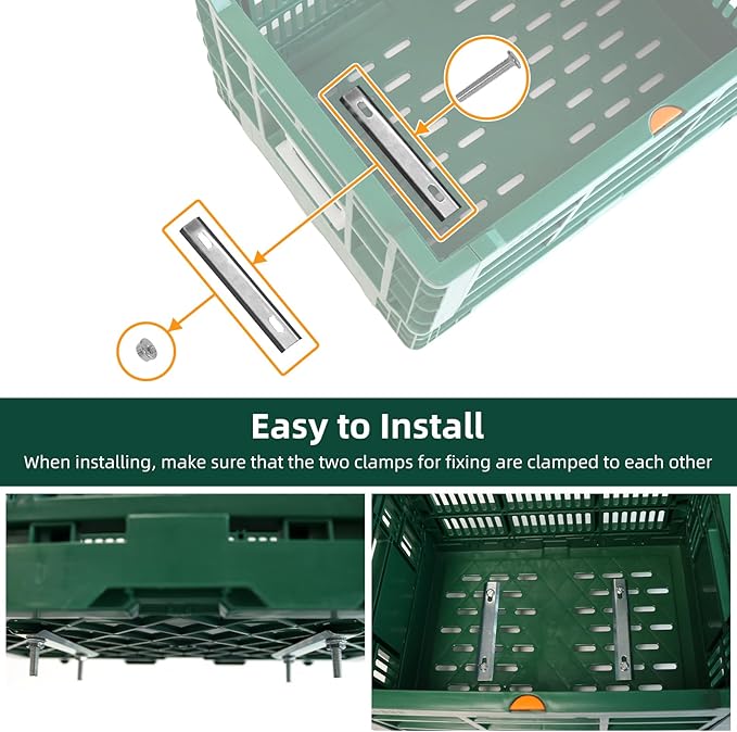 Foldable Large Green Plastic Bicycle Rear Basket with Cargo Net and Waterproof Cover Net for Shopping Outings, Pets, School, Picnics or Outdoor Activities, Easy to Install on Rack Mount-PurrikoPets