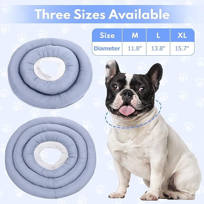 Dog Recovery Collar, Breathable Adjustable Soft Dog Cone, Waterproofing Cat Neck Cone, Pet Donut Collar After Surgery (Blue Gray, L)-PurrikoPets