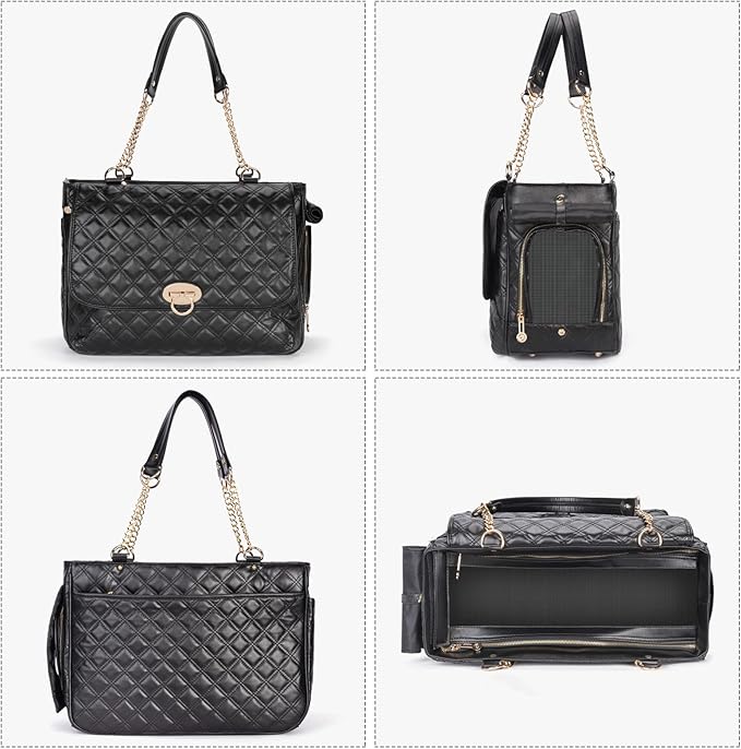 Fashion Pet Carrier Dogs Cat Small Animals Purse Bag, Leather Pet Carriers Dog Puppy Kitten Tote Travel Handbag TSA Airline-Approved-PurrikoPets