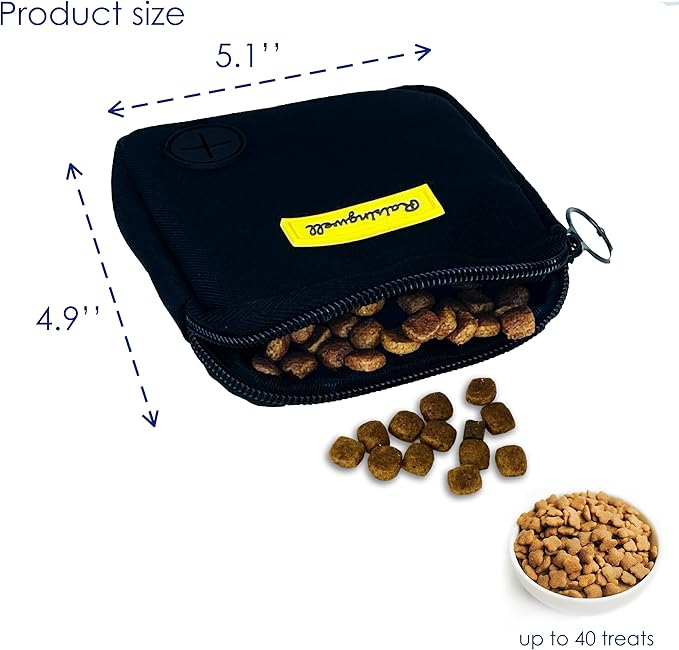 Dog Treat Pouch for Pet Walking and Training with Clicker Poop Bags Small Fanny Zipper Pack Holder for Puppy Snack Dispenser Kit for Leash and Outdoor Use (Black)-PurrikoPets
