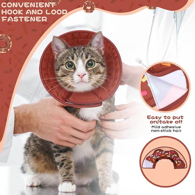 EXPAWLORER Cat Recovery Cone Collar- Soft Adjustable Pet Collar for After Surgery, Waterproof Elizabethan Protective Collar, Stop Licking Donut for Small Medium Kittens-PurrikoPets