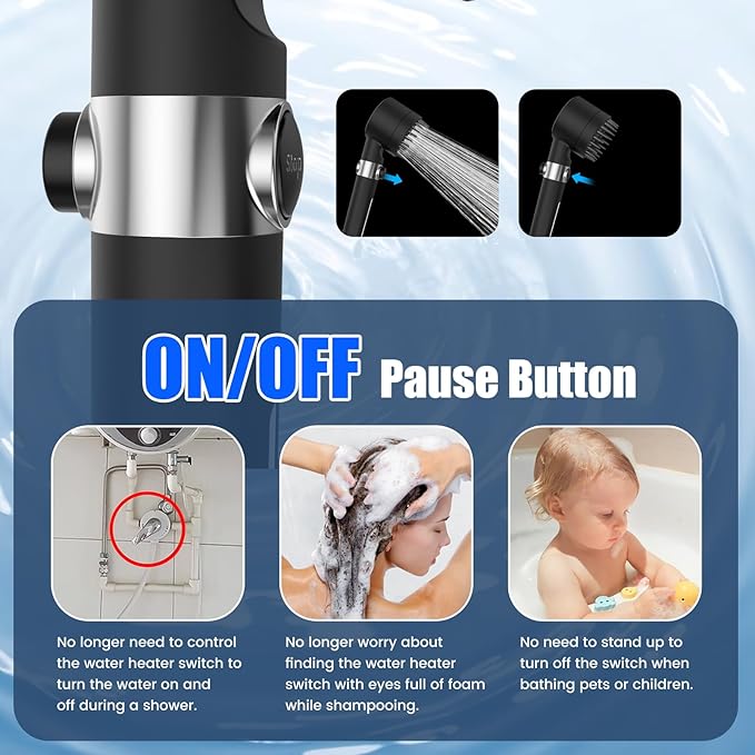 Filtered Shower Head with Handheld, High Pressure 3 Spray Mode Showerhead with 18 Stage Water Softener Filters for Hard Water - Remove Chlorine-BLACK-PurrikoPets