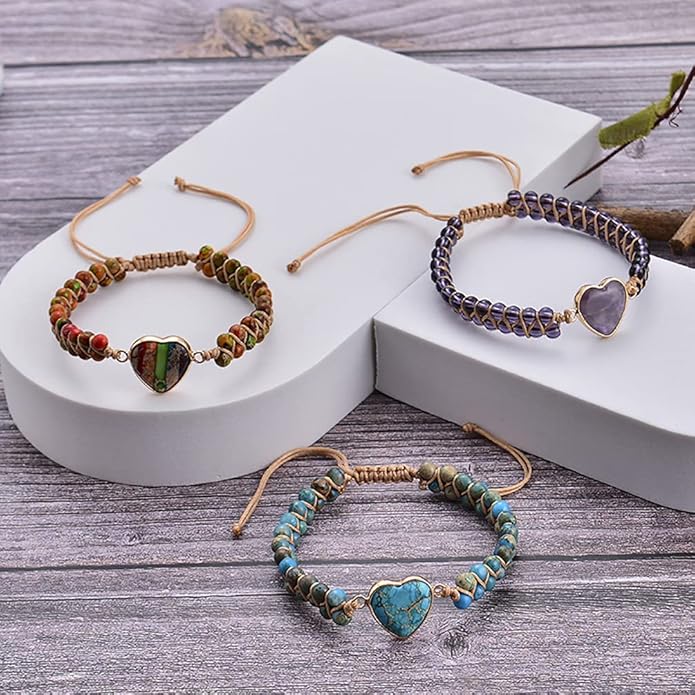 ZOSOJONA Women Handmade Boho Wrap Bracelets Natural Stone Variety Beads Strand Bracelet