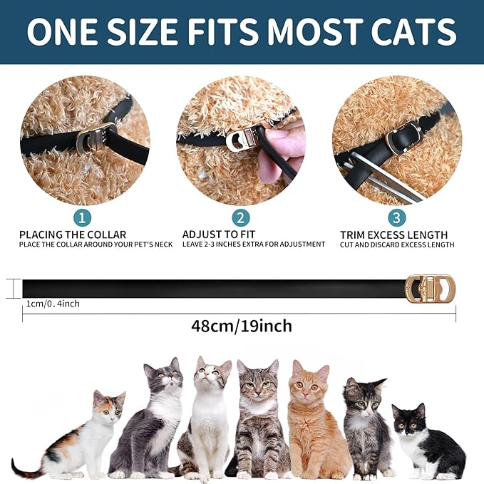 Flea and Tick Collar for Cats - 4 Pack, 32 Month Protection Treatment, Waterproof, Natural Prevention, Adjustable for Cats & Kittens (Black)-PurrikoPets