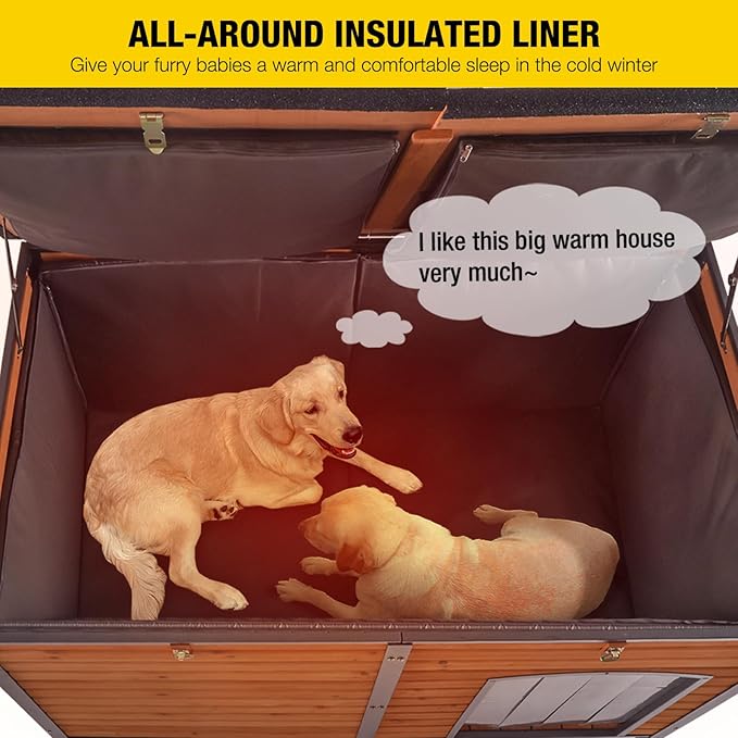 Aivituvin 59" Large Dog House 100% Insulated Dog Kennel with Liner for Winter,Waterpoof for Outdoor & Indoor Use.-PurrikoPets