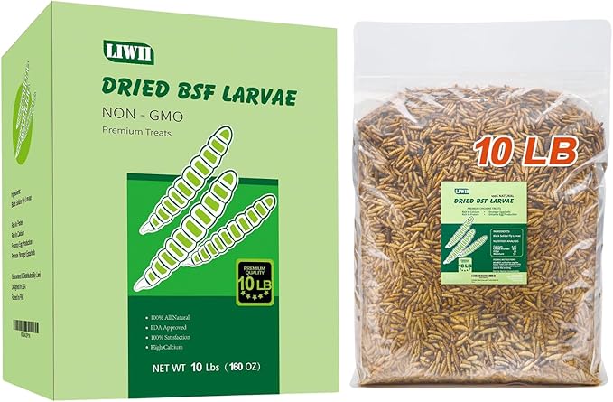 10LB Dried Black Soldier Fly Larvae, 86X Calcium Than Dried Mealworms, High Protein Non-GMO Organic Chicken Feed-PurrikoPets