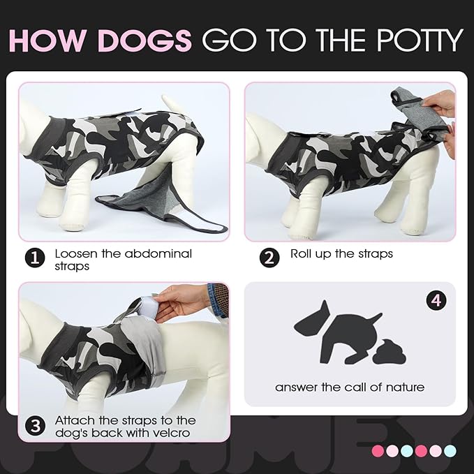 FUAMEY Dog Recovery Suit Male,Dogs Surgery Neuter Suits Puppy Spay Shirts for Female Protect Dog's Skin Anti Licking Abdominal Wounds Doggie Onesie Pet Bodysuit Alternative to Cone Grey Camouflage M-PurrikoPets