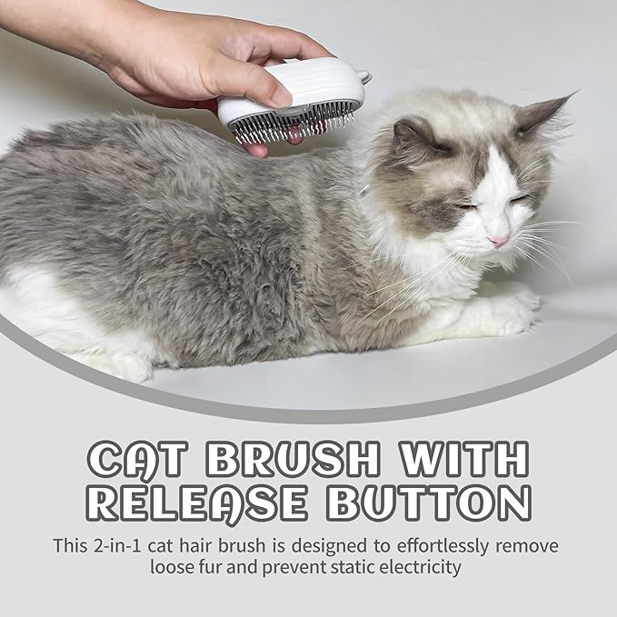 3-in-1 Rechargeable Steam Brush for Cats & Dogs - Anti-Static Spray Pet Grooming Brush with Warm Mist Massage, Hair Shedding Control, Detangling Comb & Cleaning Tool for Effective Deshedding-PurrikoPets