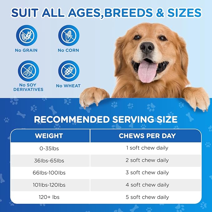 Dog Hip and Joint Supplement,100 Count,Chicken Flavor,Pain and Inflammation Relief Chews with Glucosamine, MSM, Vitamin C, Omega 3,Treats Hip Dysplasia, Arthritis,for Hip & Joint Health, Pain Relief-PurrikoPets