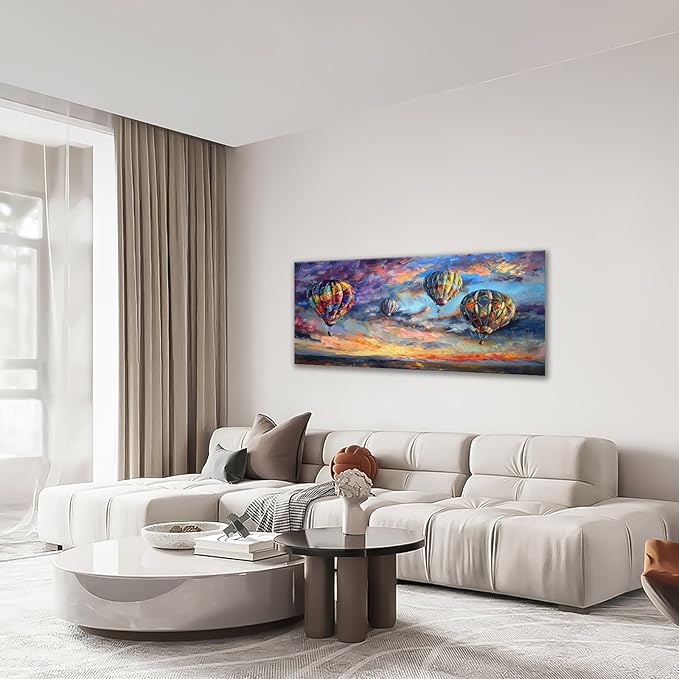Extra Large Wall Art Hot Air Balloons Canvas Living Room Pictures Framed Prints Colorful Oversize Wall Decor Animal Painting Artwork for Bedroom Dining Home 60"x30"-PurrikoPets