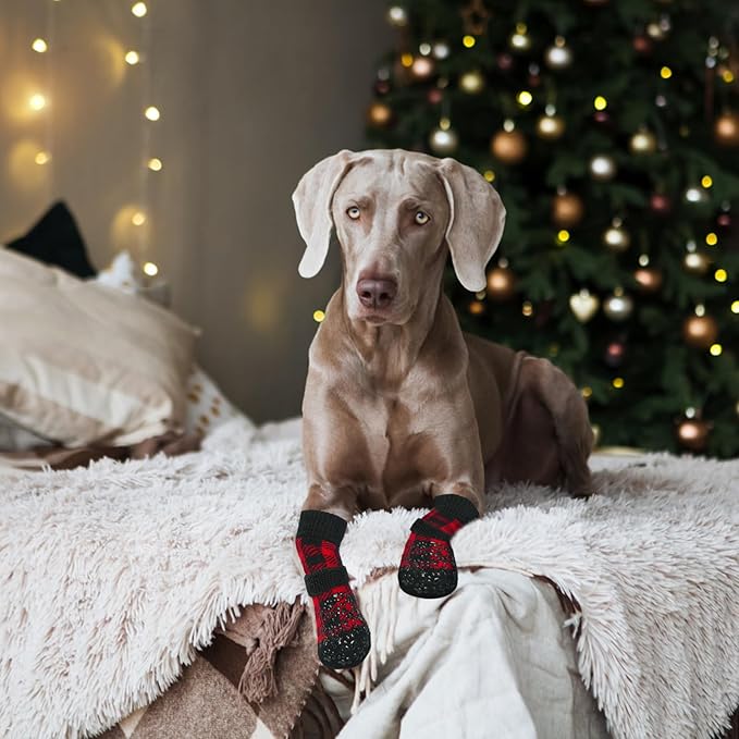 EXPAWLORER Anti-Slip Dog Socks-Double Sides Grips Traction Control on Hardwood Floor,Dog Shoes for Hot/Cold Pavement,Best Paw Protector,Prevents Licking,for Puppy Small Medium Large Senior Dogs-PurrikoPets