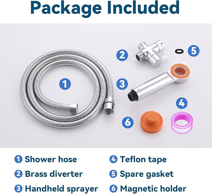 Dog Shower Attachment, 3 Mode Handheld Sprayer with ON/OFF Switch, G1/2" Metal Diverter, 100 Inches Stainless Steel Hose, No Drill Holder, for Pet and Dog Washing in Bathroom-PurrikoPets