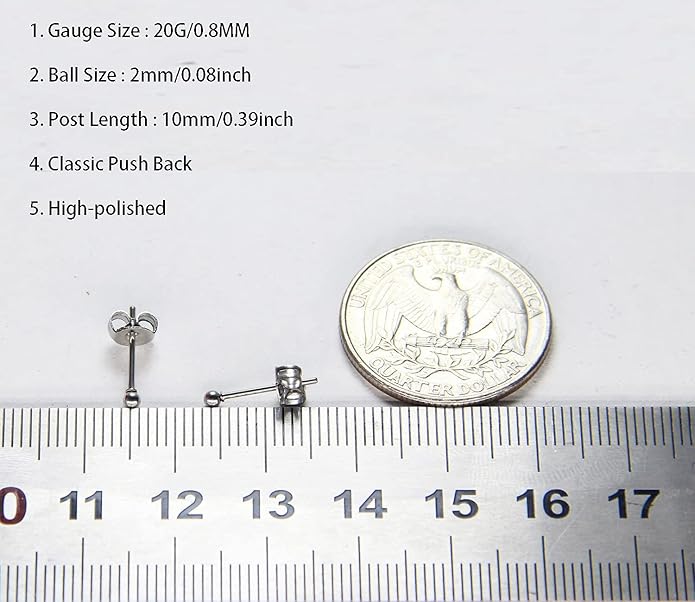 14K Gold Filled Polished Small CZ Pearl Ball Stud Earrings Set for Women Men 20G Surgical Steel Hypoallergenic Piercing Studs for Sensitive Ear, Pack of 6 Pairs