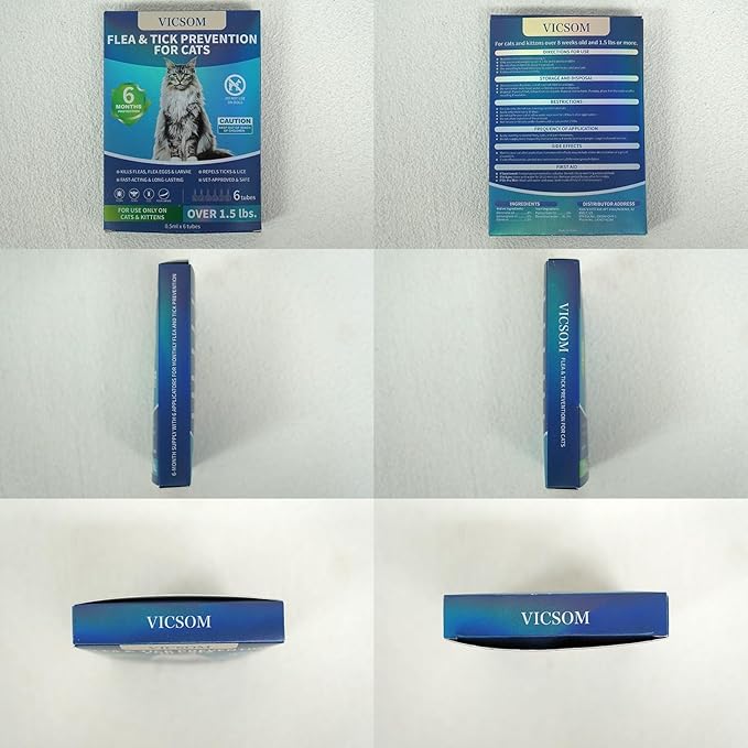 Flea Treatment for Cat Flea and Tick Prevention for Cats Kitten, 6-Month Supply, Cat Flea Treatment & Control, Repellent, Fast Acting Topical Drops for Cats, Over 1.5 lbs, 24-Hour Protect-PurrikoPets