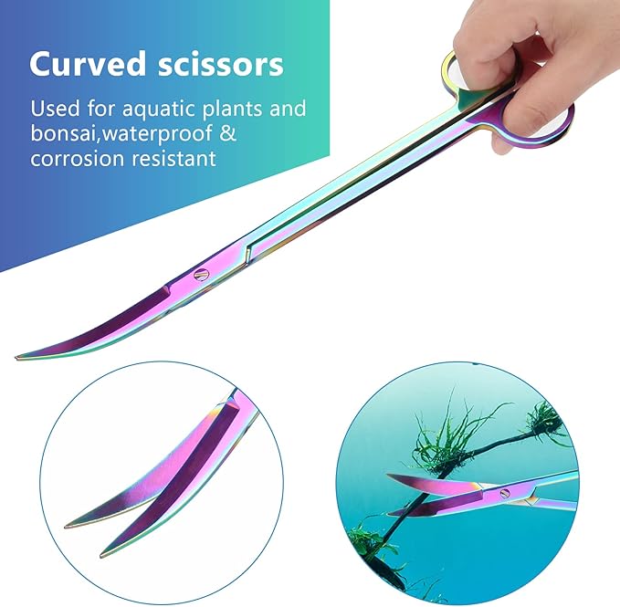 4 in 1 Quarium Aquascape Tools Kits, Anti-Rust Stainless Steel Aquatic Plant Aquascaping Tweezers, Scissors, Spatula for Aquarium Tank Cleaning Fish Tank Aquascape Tools Sets-PurrikoPets