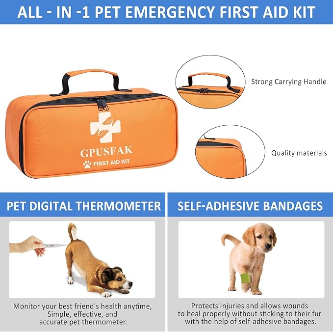 Dog First Aid Kit - Pet First Aid Kit for Dogs with Pooper Scooper First Aid Supplies for Home Camping Hiking Traveling Hunting and Sports-PurrikoPets