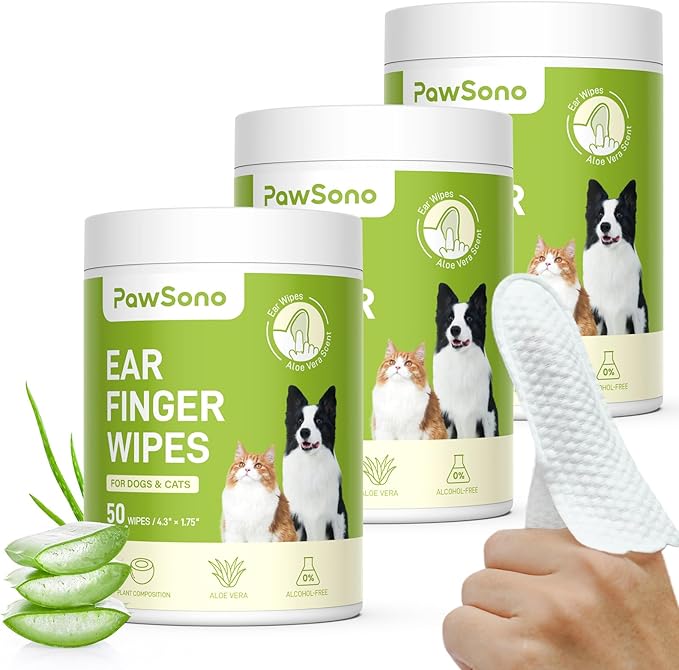 Dog Ear Finger Wipes for Dogs & Cats, 150 Count-PurrikoPets