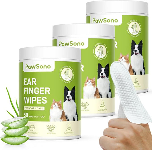 Dog Ear Finger Wipes for Dogs & Cats, 150 Count-PurrikoPets