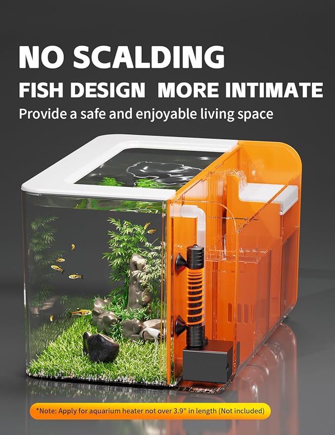 2.5 Gallon Fish Tank Small Aquarium Starter Kit with Hidden Filtration, 3 Color Light, Self Cleaning Nano Tank for Betta, Shrimp, Guppy, Angelfish-PurrikoPets