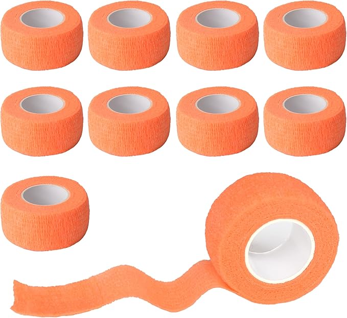 9 Pack 1" x 5 Yards Self Adhesive Bandage Wrap Self Stick Wrap for Ankle, Wrist, Finger, Sports, Breathable Cohesive Vet Tape for Pets (Light Orange)-PurrikoPets