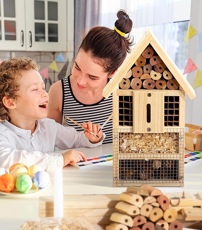 2 PK Large Cedar Wood Insect House Kit for DIY Project Backyard Insect House, Bee House, Nesting Habitat Shelters, Garden Shelter for Bees, Butterflies, Bugs-PurrikoPets