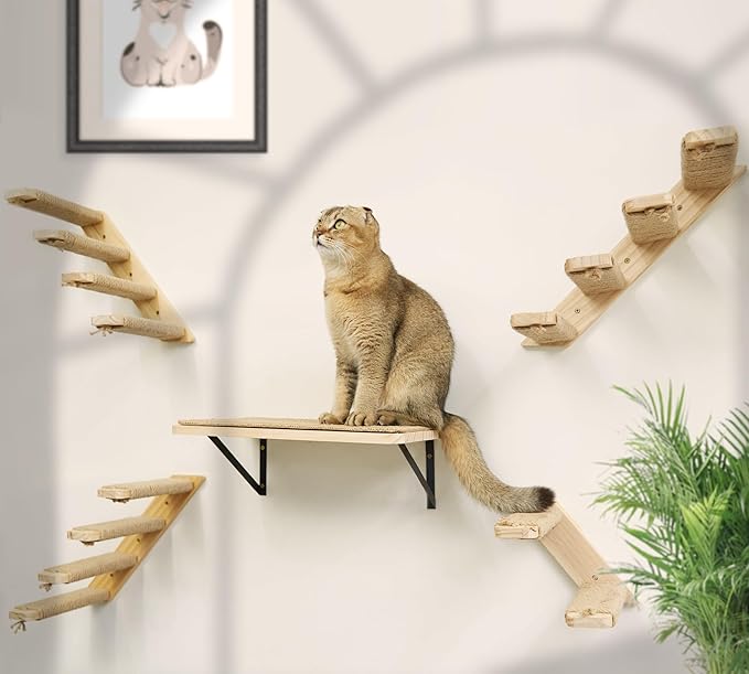 2PCS Cat Wall Shelves with Scratching Mat, 16.6x9.7 Inch Large Cat Wall Hammock Cats Furniture Shelf Window Perch Wall Mounted Beds for Household Pets Sleeping, Playing, Climbing-PurrikoPets