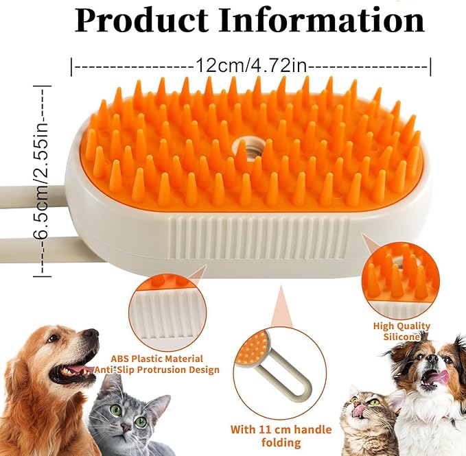 4-in-1 Cat Steam Brush for Shedding & Grooming, Spray Hair Removal Comb, Cat Brush for Massage, Pet Grooming Comb Hair Removal Tool for Cats and Dogs-PurrikoPets