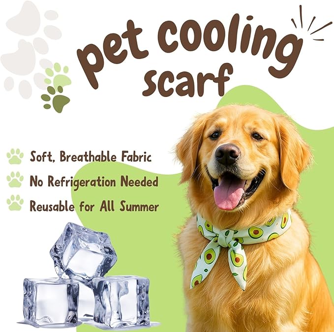 4pcs Cooling Scarf for Pets,Summer Cooling Scarves Keep Cats and Dogs Cool, Reused,Rrecycled,Suitable for Dogs (4pcs-Avocado)-PurrikoPets