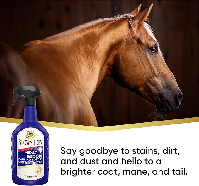 Absorbine ShowSheen Miracle Groom Waterless Shampoo, 5-in-1 Formula for Coat, Mane & Tail, 32oz-PurrikoPets