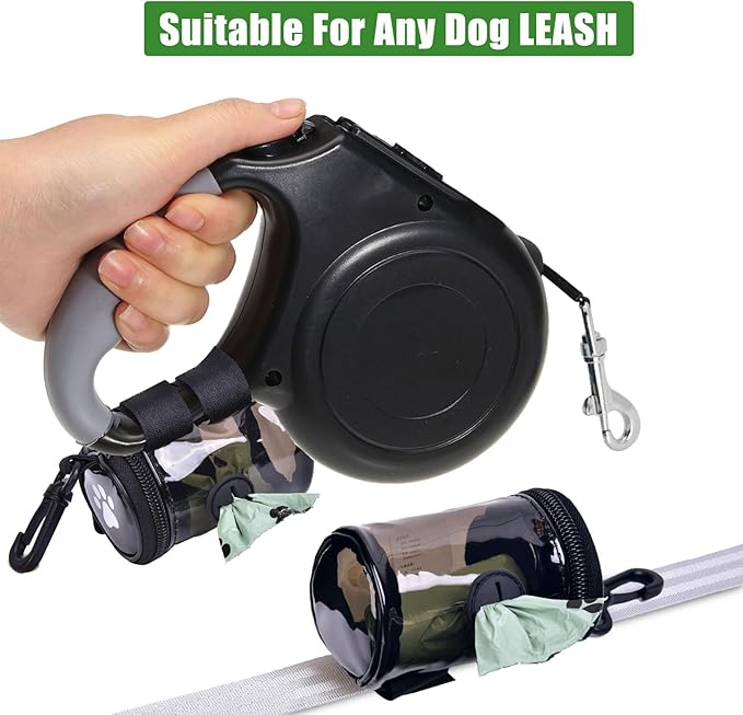 Dog Waste Bag Dispenser Poop Bag Dispenser for Leash Accessory dog Poop Bag Holders Fits Dog Leash Include Hand Free Holder, Clear, No-PUXYB-PurrikoPets