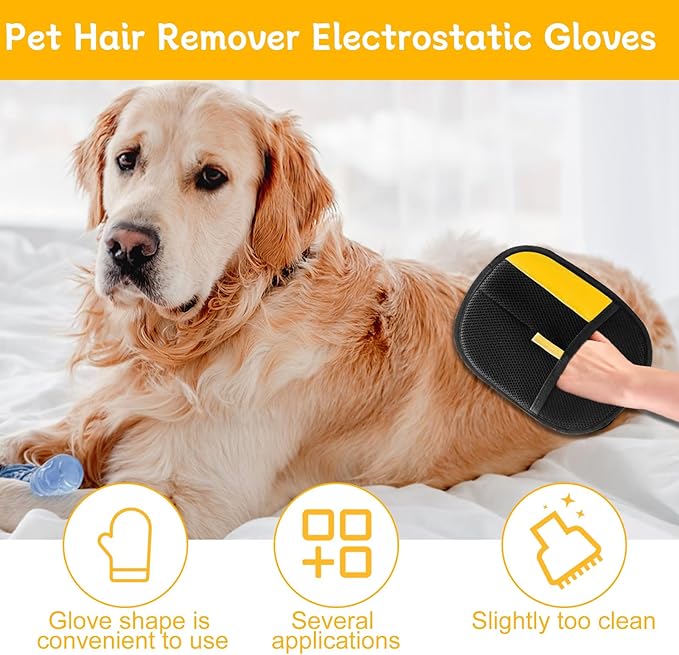 2025 Pet Hair Removal Glove for Cats & Dogs,3pcs Electrostatic Pet Hair Remover,Efficient Grooming Gloves for Pet Hair,Reusable Cat & Dog Hair Remover for Furniture,Couch,Curtain,Carpet-PurrikoPets